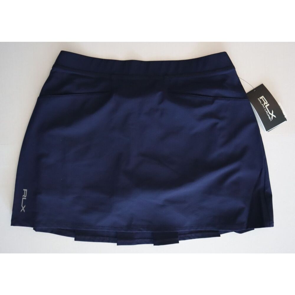 RLX Ralph Lauren Women Sz M Navy Pickleball Tennis Golf Pleated Back Skort
